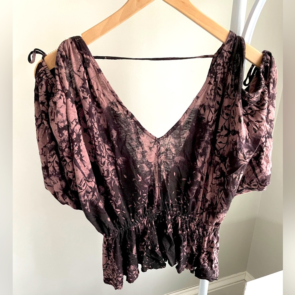Free People tie die cold shoulder knit top